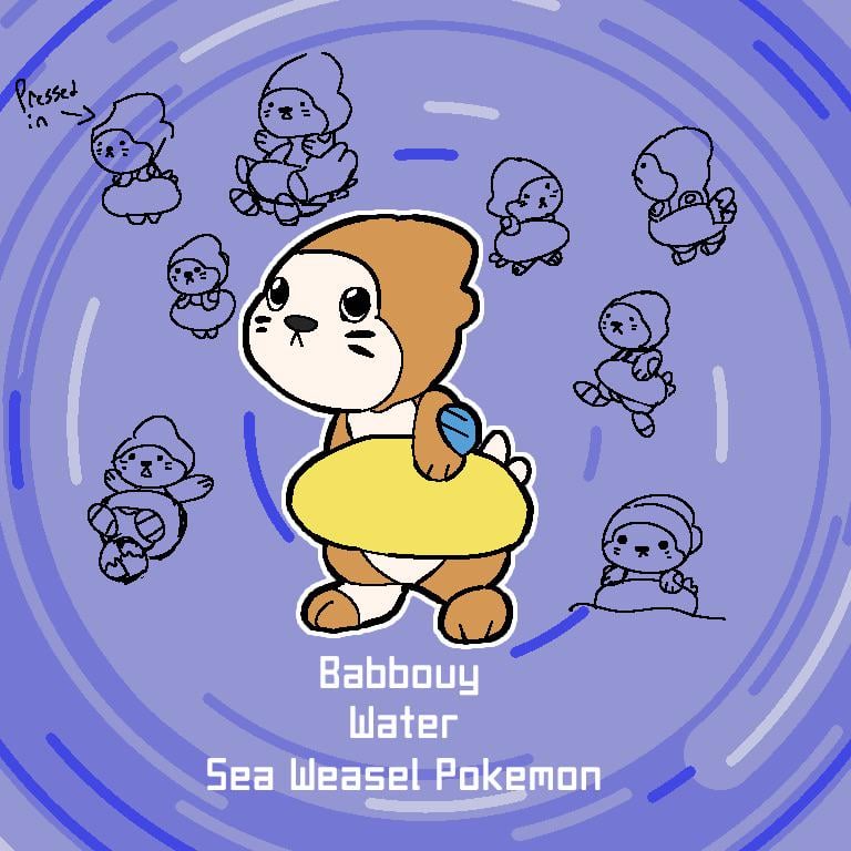 [OC] old buizel pre-evo concept, babbuoy (pronounced bæ-boy)