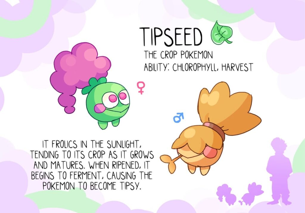 Tipseed, Fermentox, and Boozeoisie! Fakemon line based on alcohol!