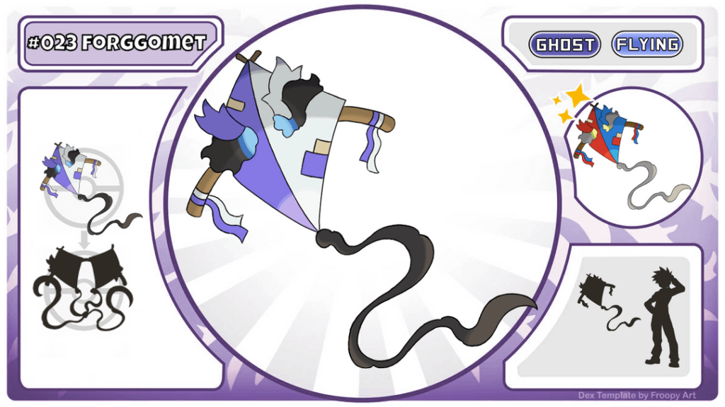 Chilean Pokedex - Forggomet, inspired in traditional chilean kites that fly away