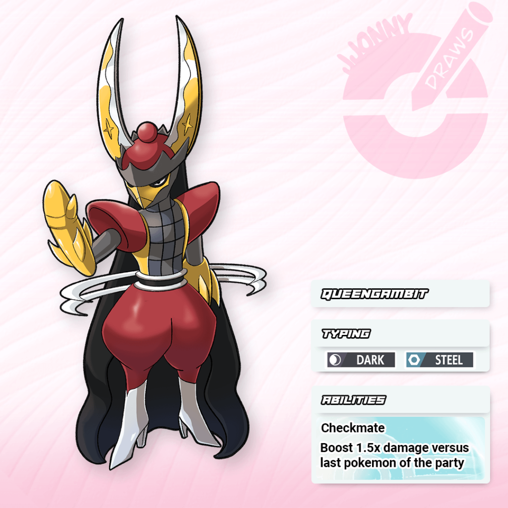 I drew a female counterpart to Kingambit