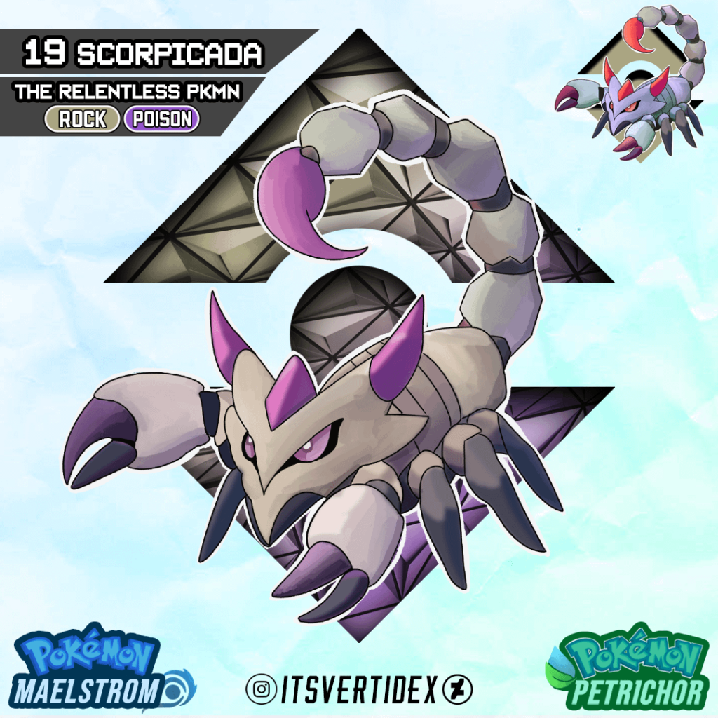 Meet Scorpicada, the relentless pokemon of the Suldana Region!
