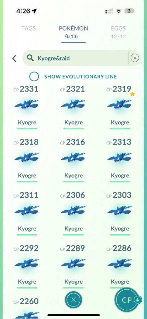 15+ Kyogre raids with 0 shinys