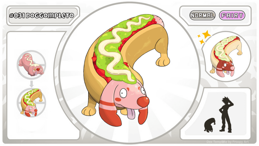 Chilean Pokedex - The mascot of the A'hue Region, meet Doggompleto, inspired by the delicious Chilean Hot Dogs (Completos or Tocomples)
