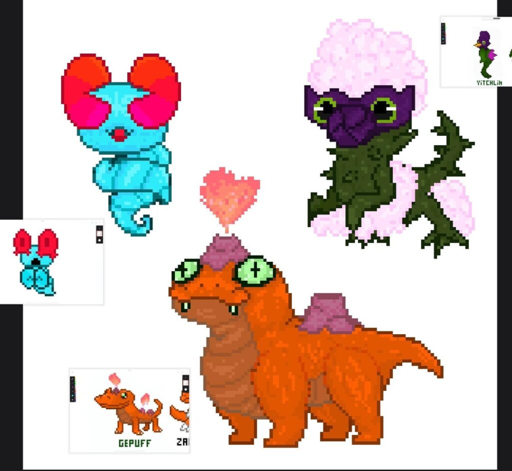 The starters for Vitulia, my fakemon region based on Italy