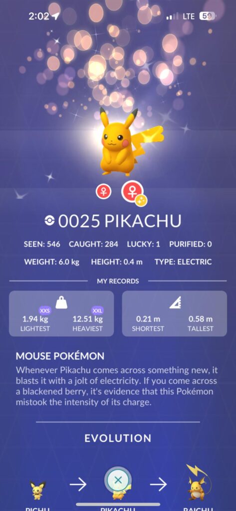 Why can’t I view male pikachu in my dex?