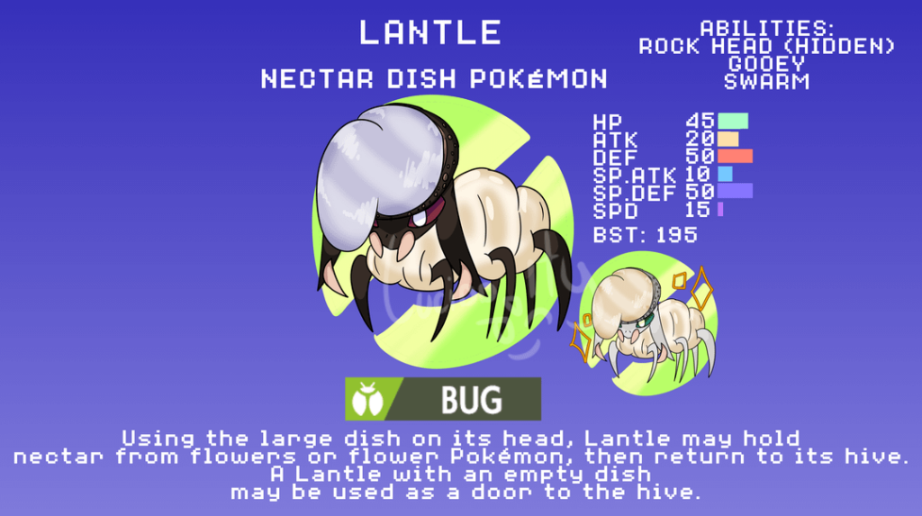 meet Formidorance, the regional bug for my hypothetical region! they're based on turtle ants, with some slight references to lambs in Lantle's design