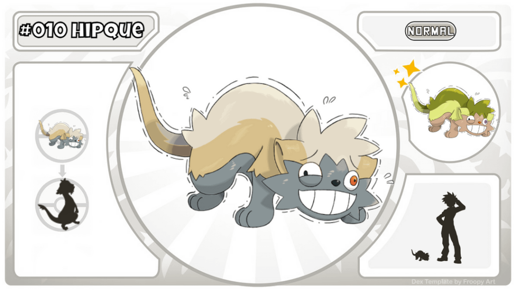 Chilean Pokedex - The normal type that appears in the first route of the A'hue Region: Hipque, based on the quique and hyperactivity