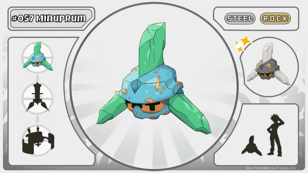 Chilean Pokedex - A'hue Region's "rock" type: Minuprum, inspired on copper oxide used in mining
