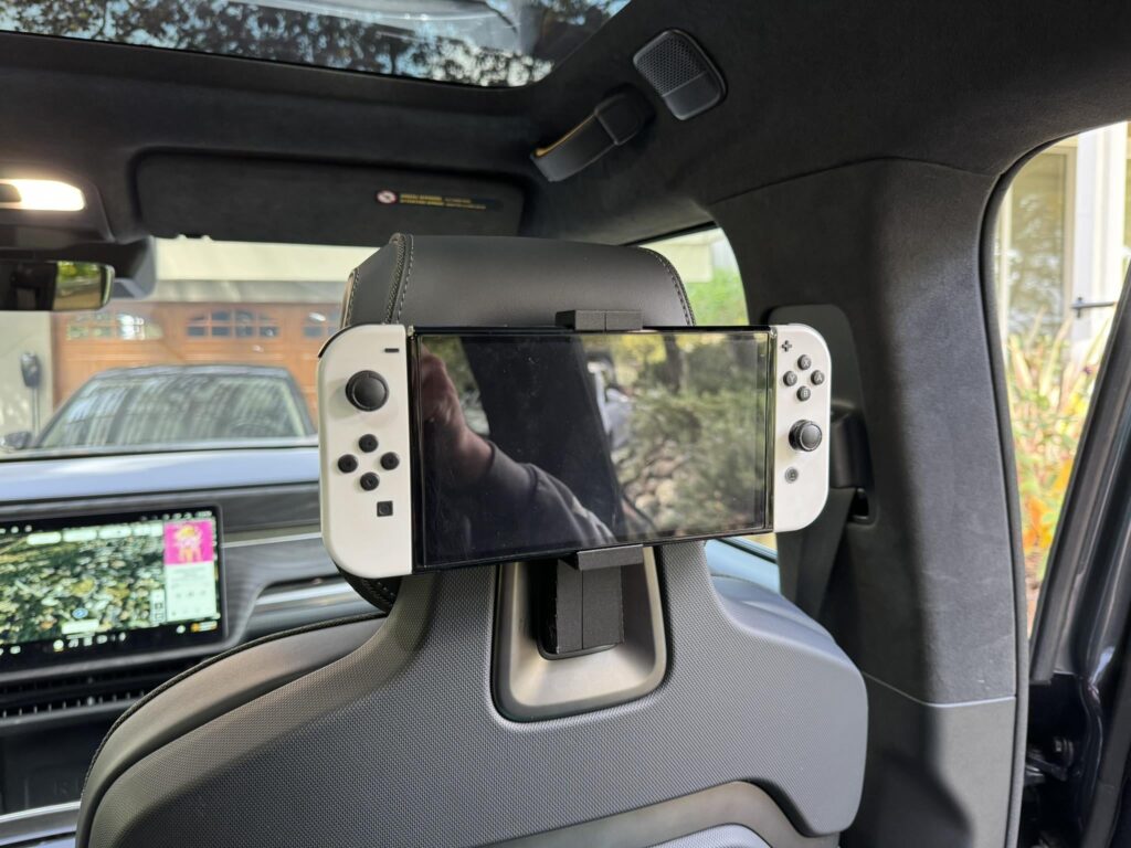 3D printed Nintendo Switch Holder for backseat of Rivian!
