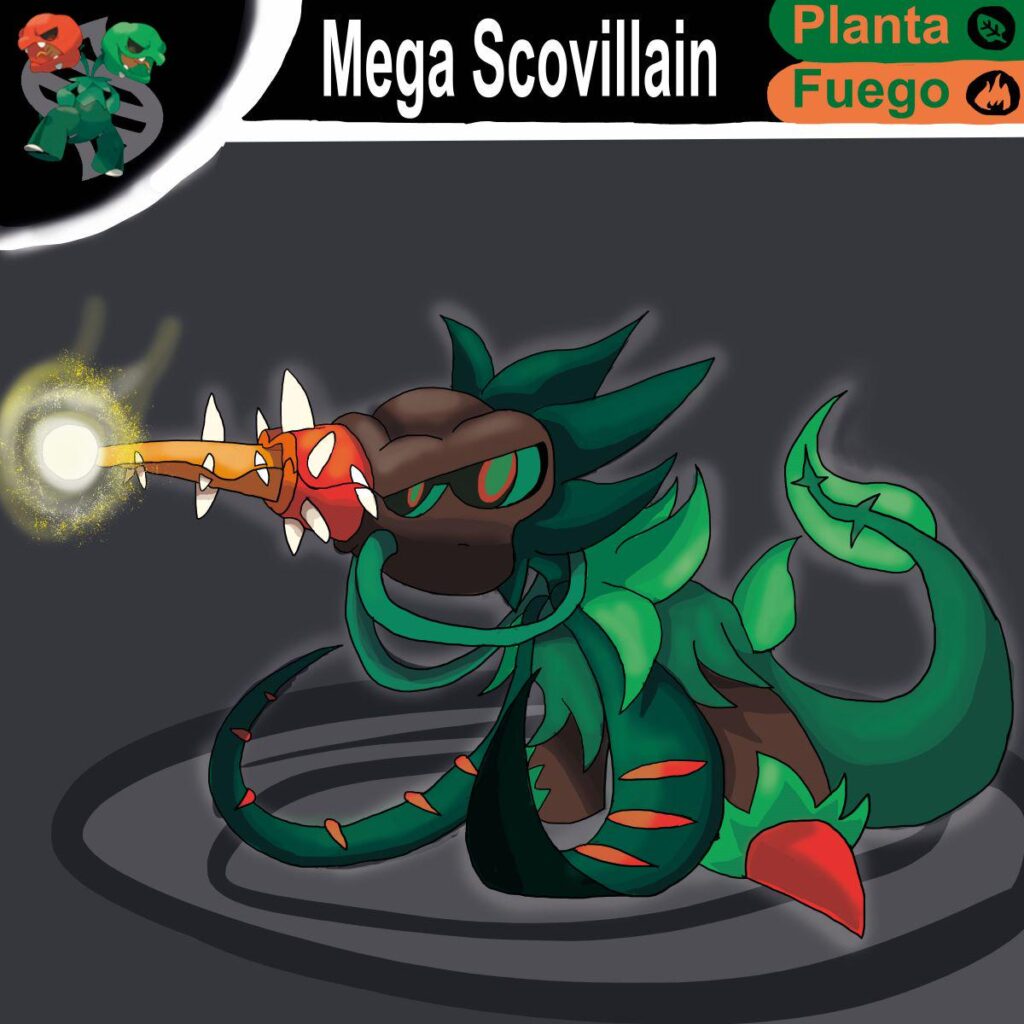 Aprovechando que vuelven a estar de moda, hice esta mega, aprovecha la palabra "villain" de su nombre, lo transforme en el típico rayo de destrucción (y si, una cabeza se "comió" a la otra, fucionandose)