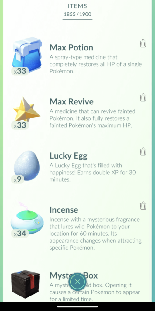 Item bag reverted to old layout