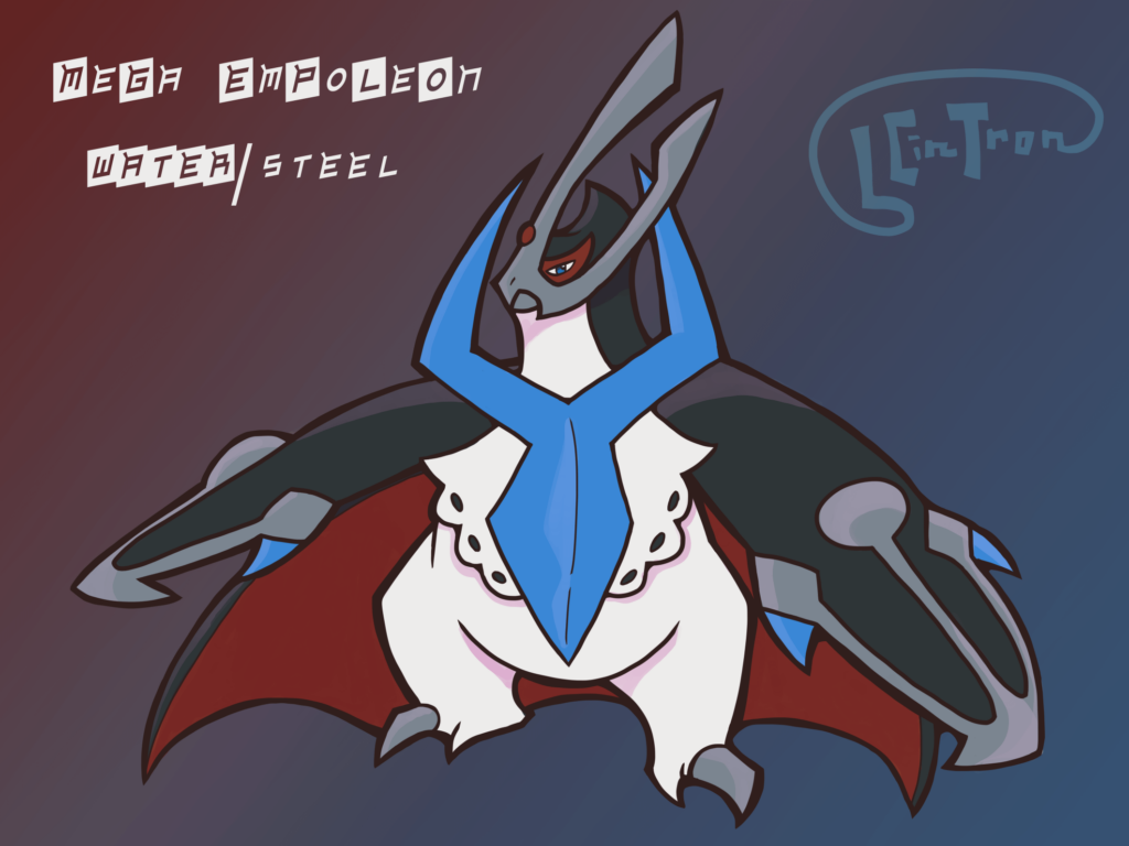 A Mega Evolution for Empoleon, partially inspired by Gigan! On a side note, I have got to learn how to get better at graphic design