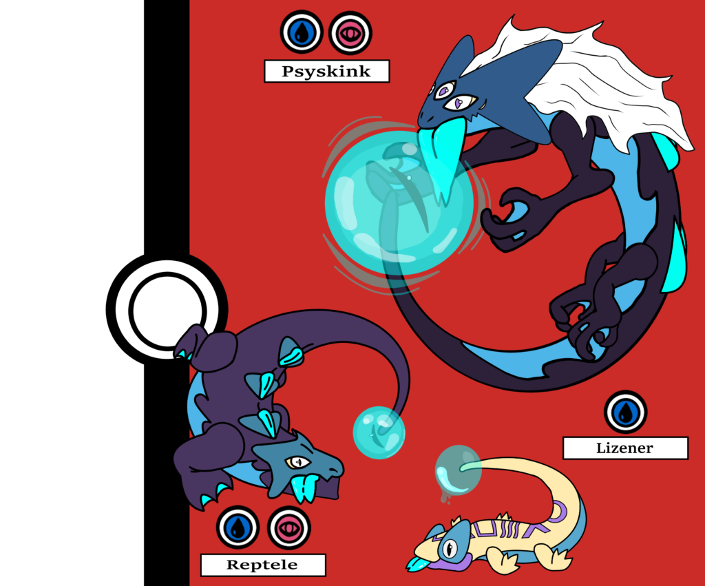 The Water Starter Trio for the Four-Corners based Verset Region
