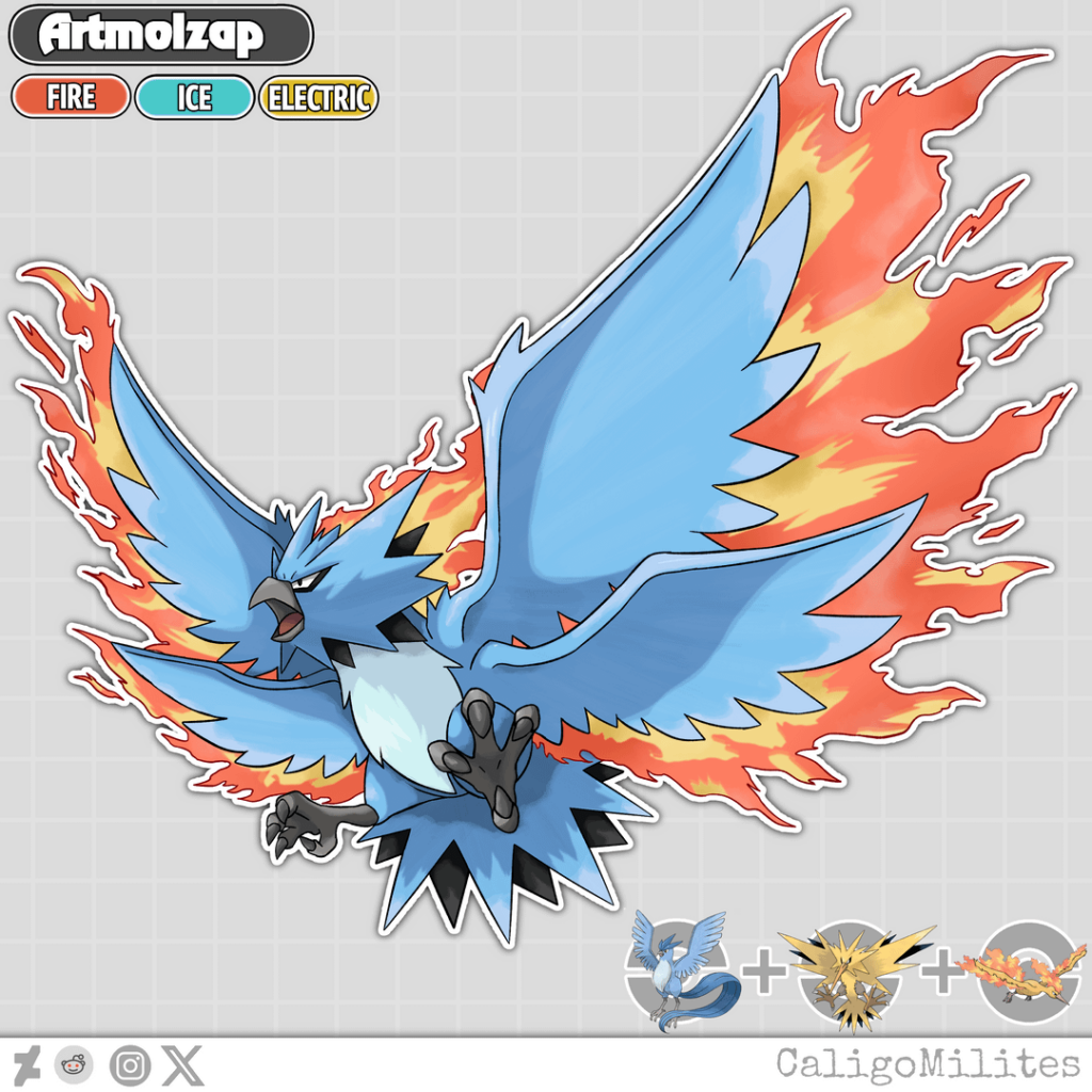 Pokemon Tripple Fusion Articuno Zapdos and Moltres Fakemon