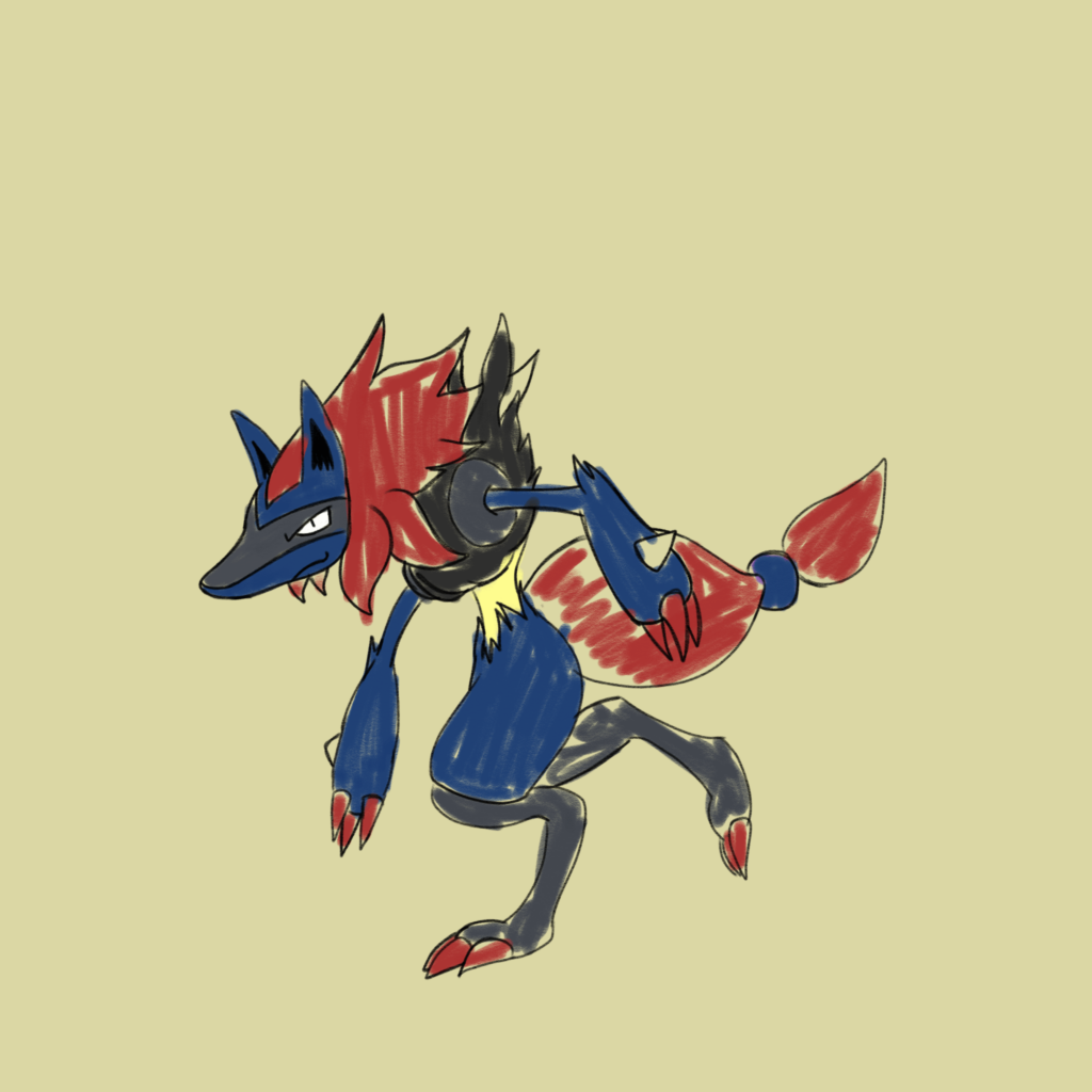 Quick scetch of a Lucario/Zoroark fusion re my earlier conversation with u/wondering-of-u