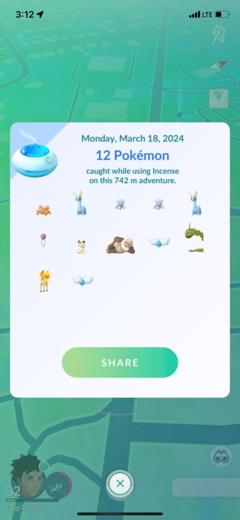 Well the :57 trick didn’t give me a g bird, but I got a shiny and 3600cp slaking