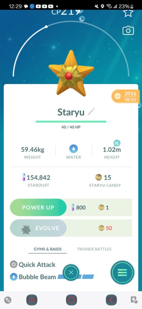 Staryu with quick attack is rare?