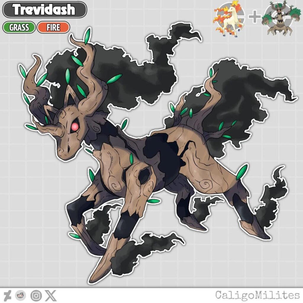 Fusion Rapidash and Trevenant Pokemon Fakemon