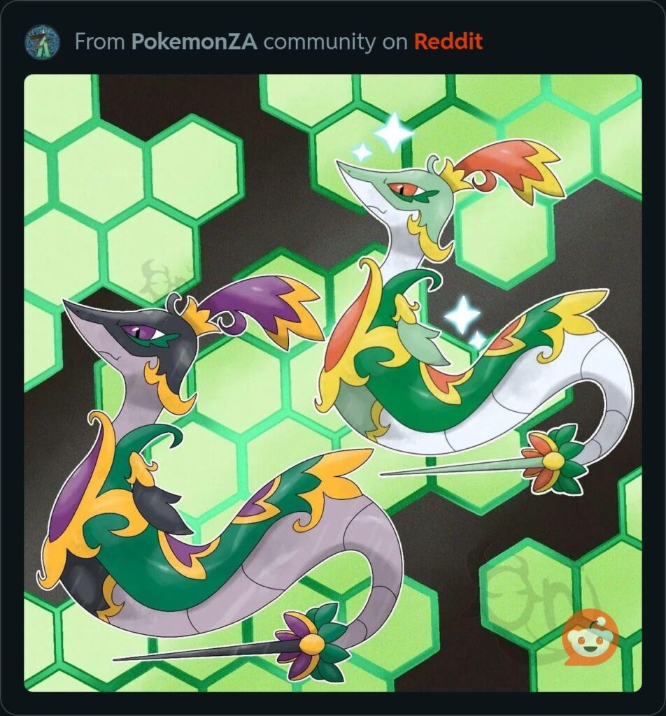 Really awesome concept for a Serperior Mega Evolution by u/Girloni. Loving the white shiny.