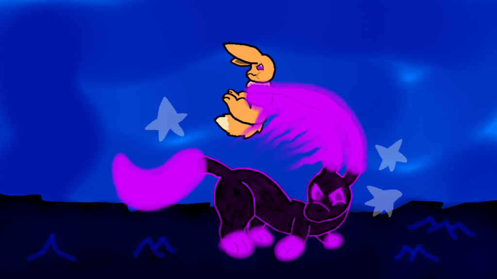 Shiny Glowstalker vs an Eevee (the first one is an old version and the second one is a redraw)