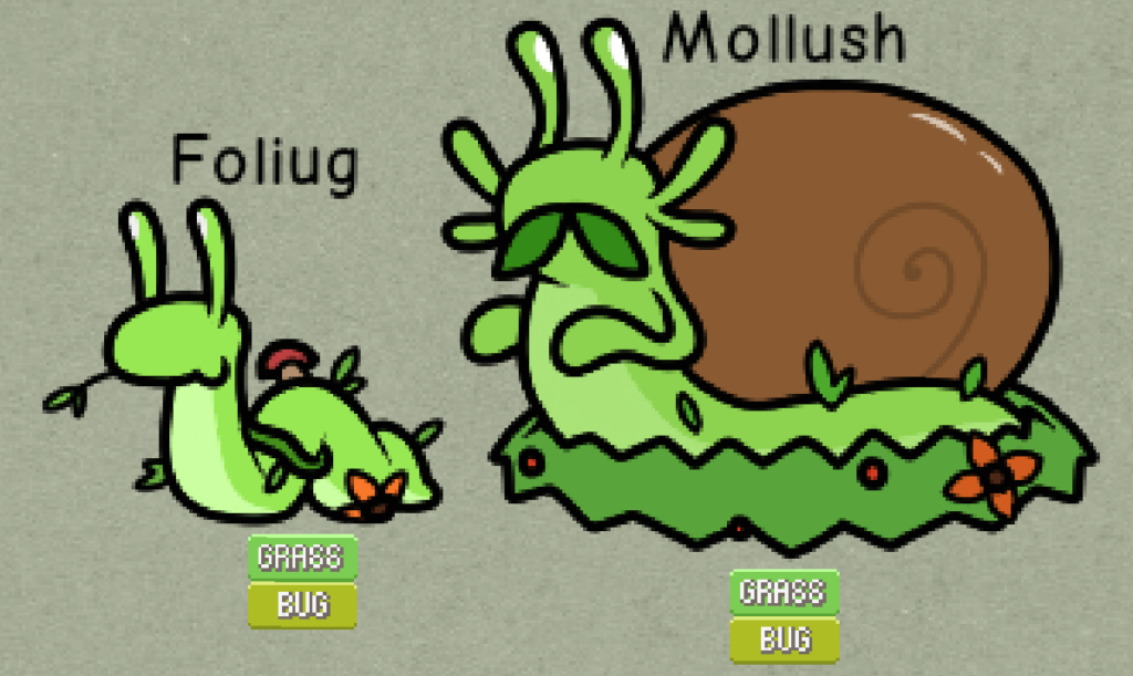 Fakemon Concept: Foliug & Mollush