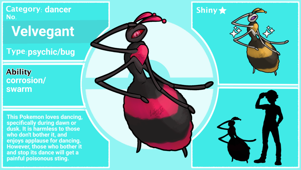 This is Velvegant, my pokemon based on velvet ants. This is the female evo