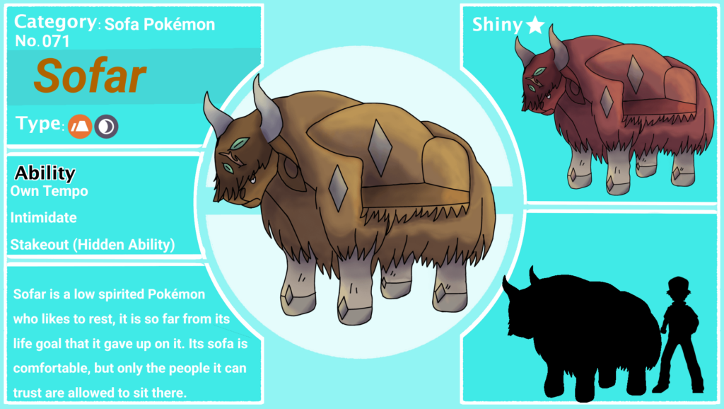 The Sofa Pokémon: Sofar (Feedback is appreciated (it's my first Fakemon)