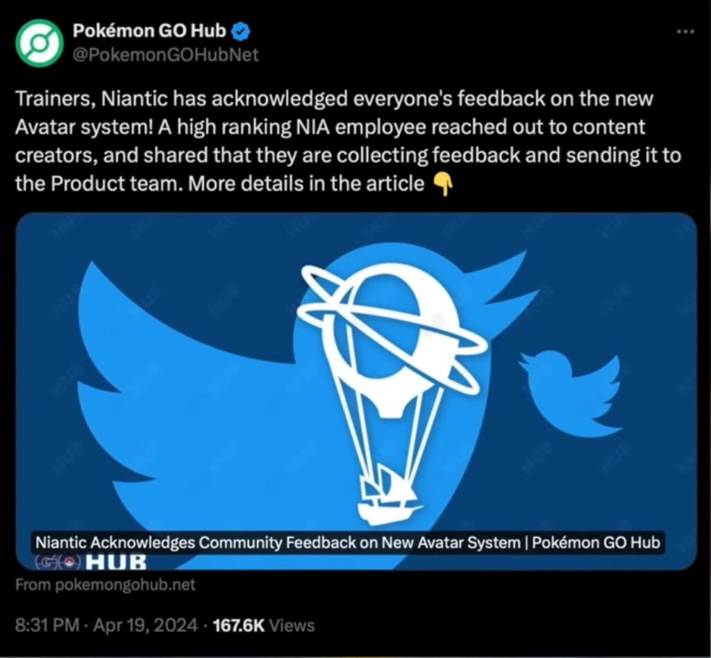 Niantic’s response to the update