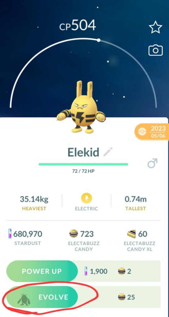 Any thoughts on why this Evolve button shows the silhouette of an Electabuzz?