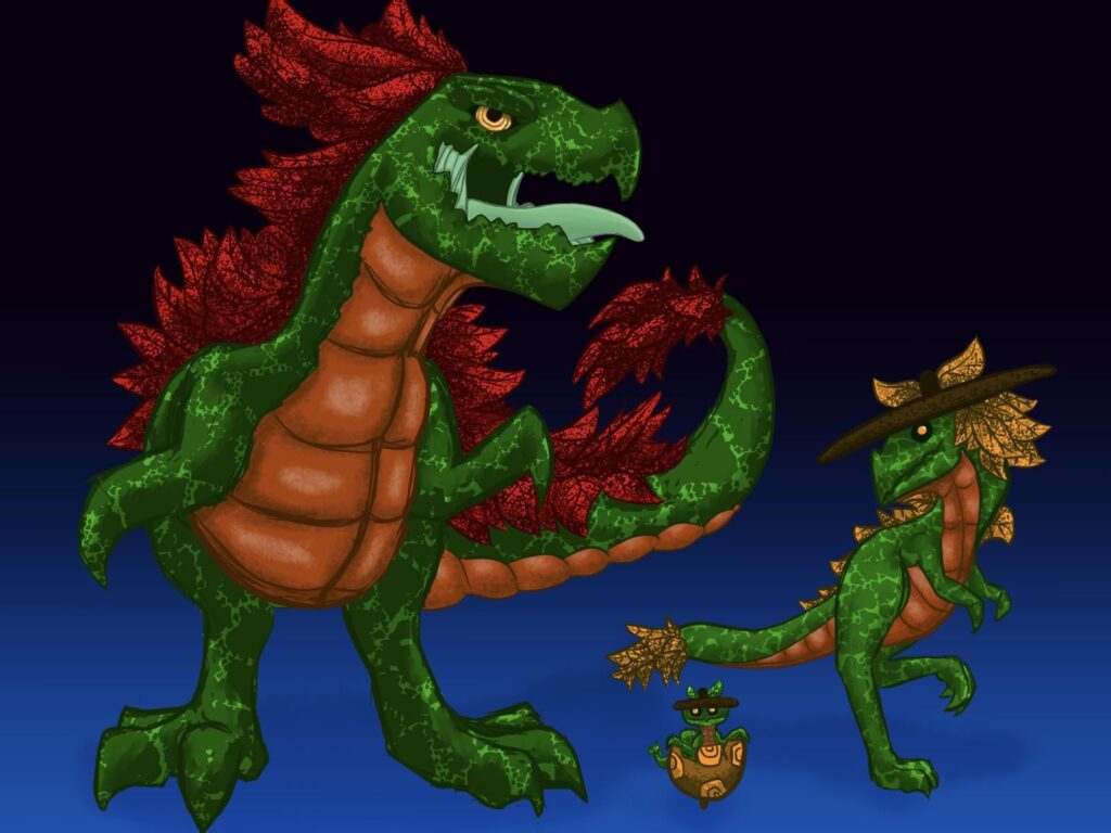 Utahraptor Fakemon! Dark/Grass Type!