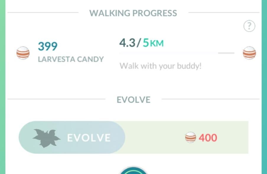 Nearly a year and over 1200 miles later, in finally about to evolve my only hatched Larvesta!