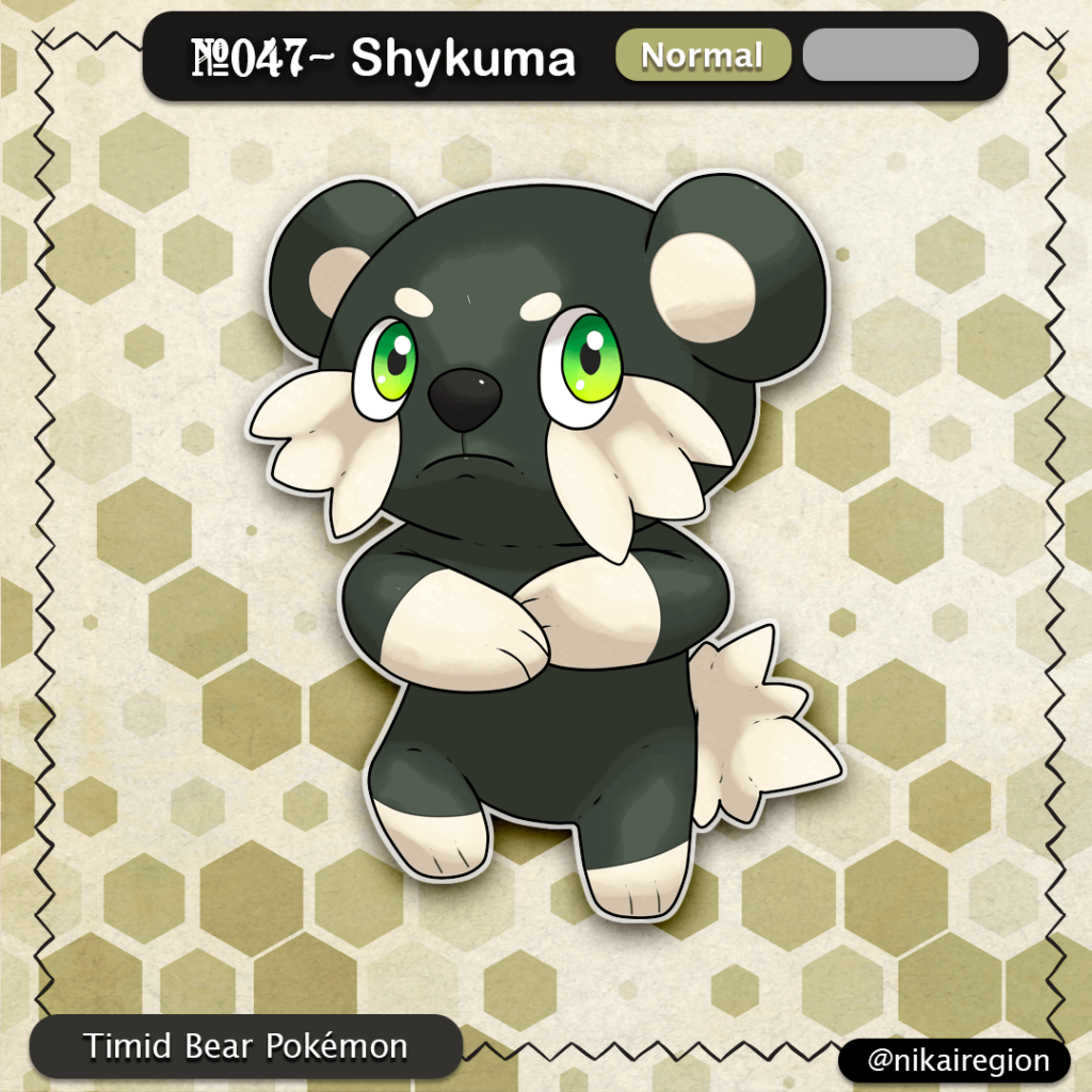 Normal Type Ussuri Bear Pokémon - Timid Bear Fakémon - @nikairegion