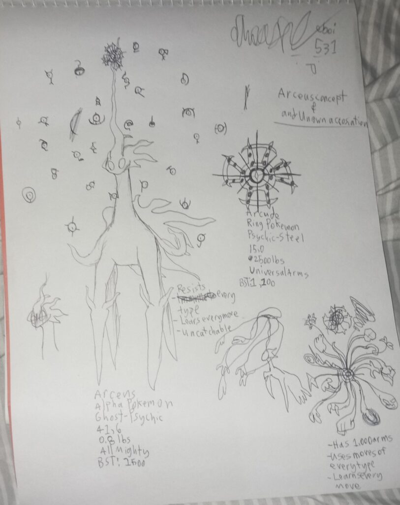 Heres an idea I made purely for AWESOMENESS. Beta Arceus and New Fakemon concept dump.