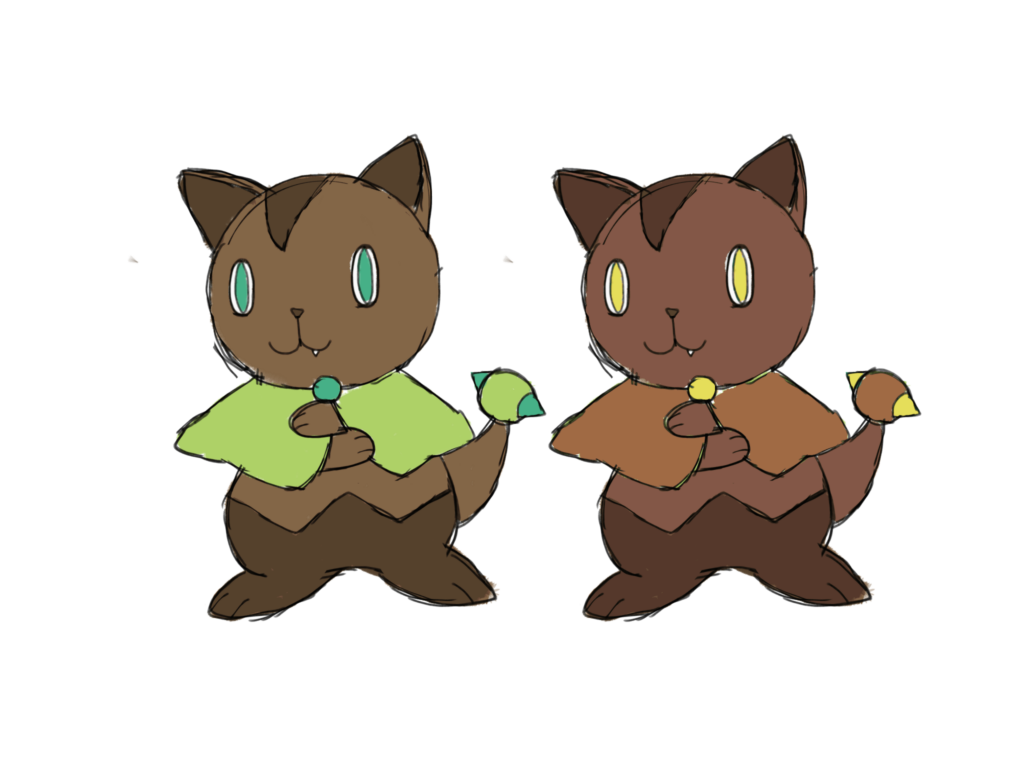 Sketch for my grass starter. Chirplant, the tiny bat Pokémon.