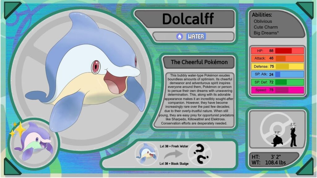 My first attempt at a split-evolution Fakemon!