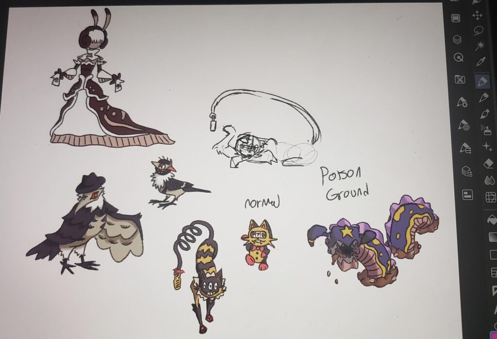 How are the vibe of my fakemon? Do they look like pikemon? What vibe do you get from my region based on these, I don't want to give nothing away, so I don't influence anyone's critique