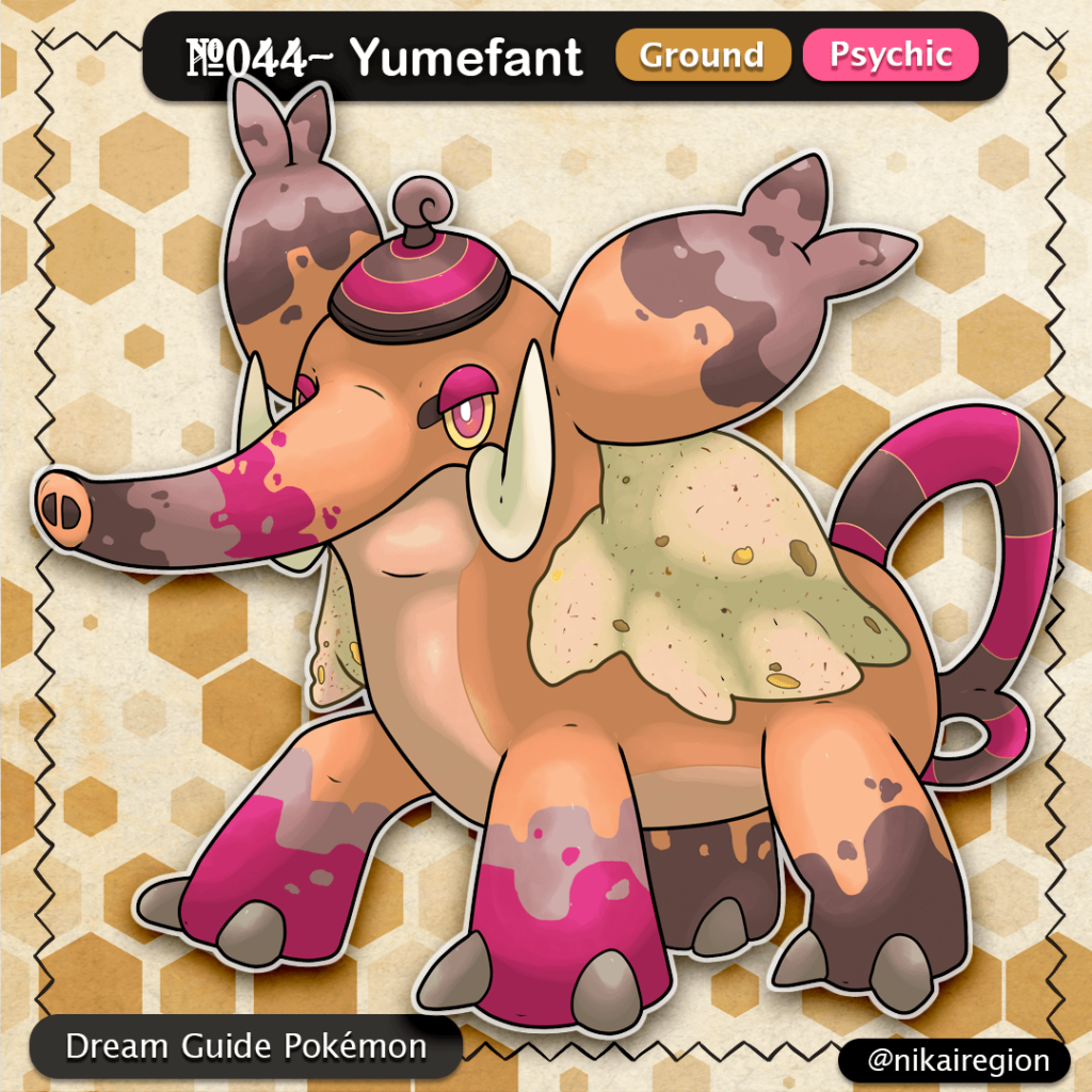 Dream Sand Elephant Pokémon - Baku Yokai Fakemon - @nikairegion