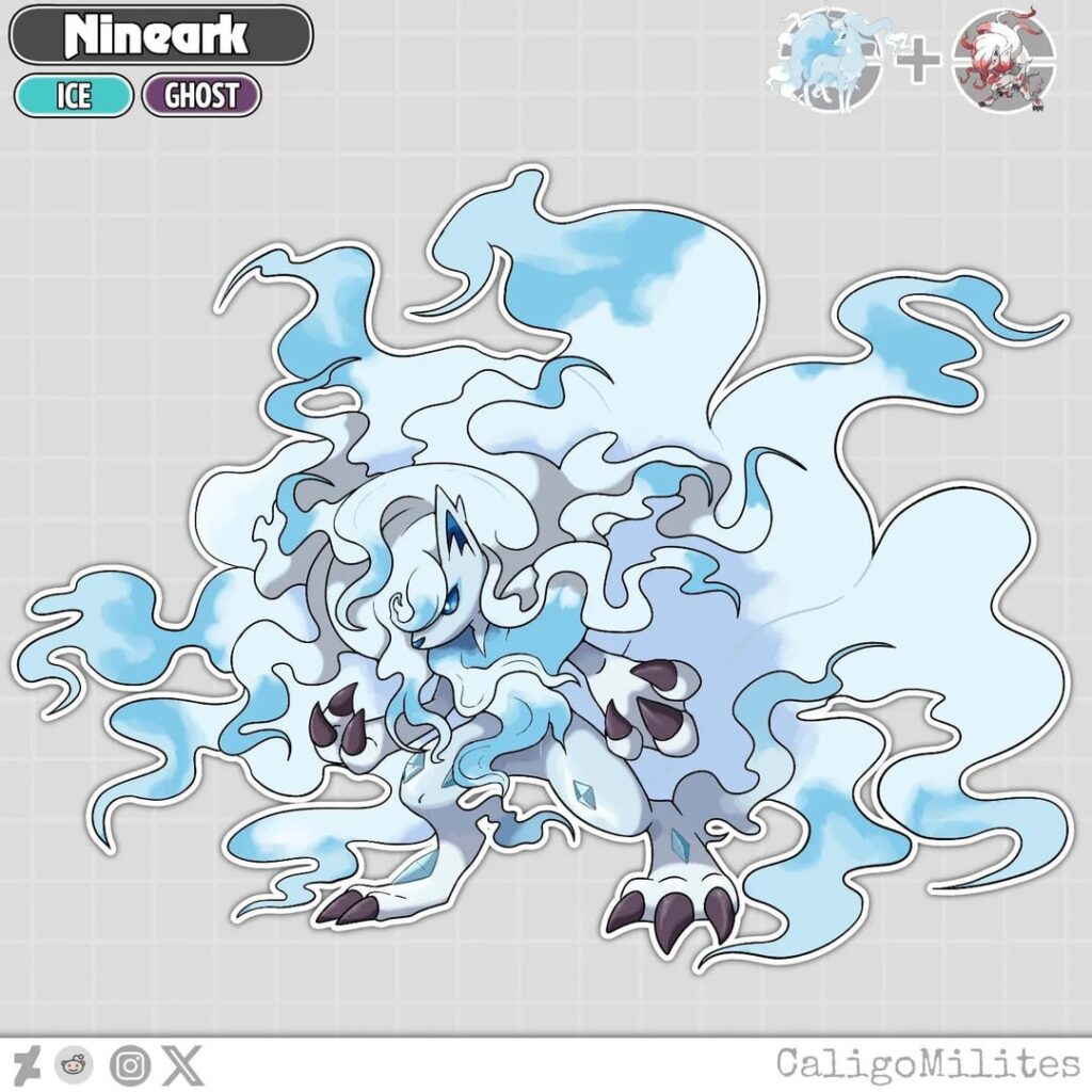 Fusion Hisuian Zoroark and Alolan Ninetales Pokemon Fakemon