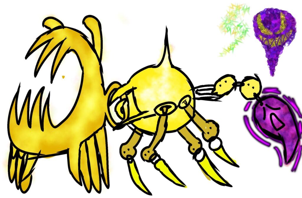 I made a ultra beast based on the electric ant, a invasive species in hawaii!