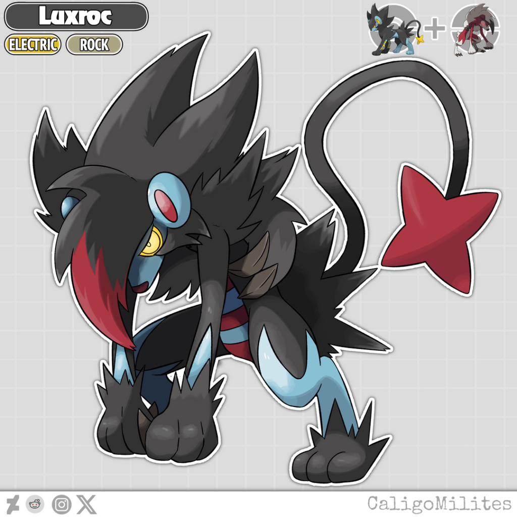 Luxray and Lycanroc Pokemon Fakemon Fusion