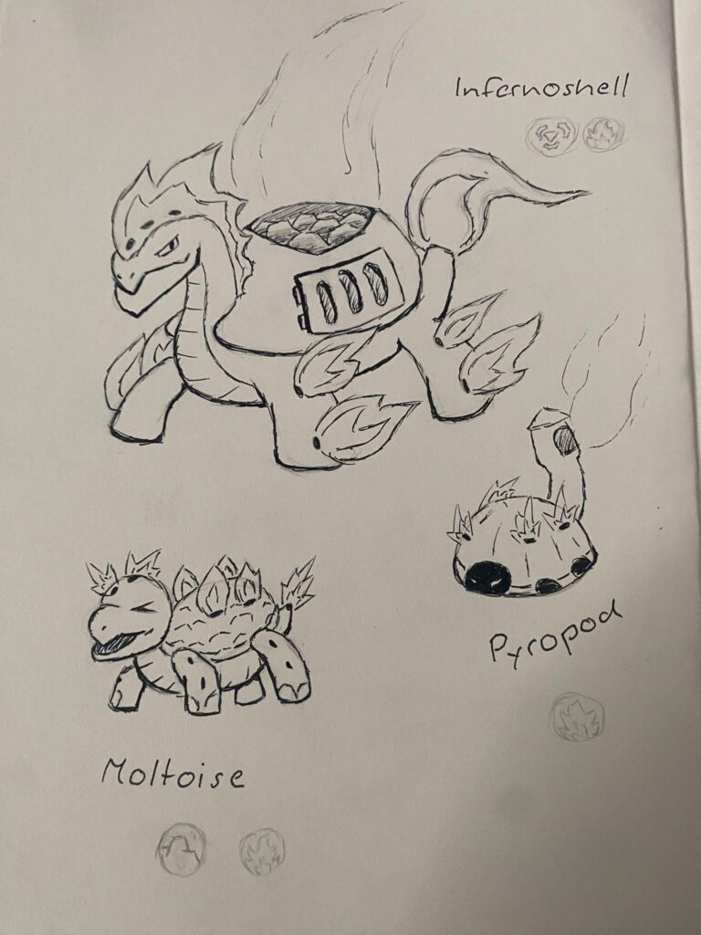 first take on fakemon. can someone draw these in pokemon style (make them better pls)