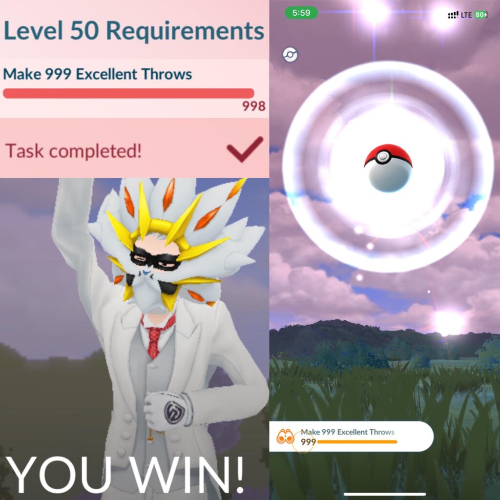 Make 999 Excellent Throws: a Level 50 Requirement