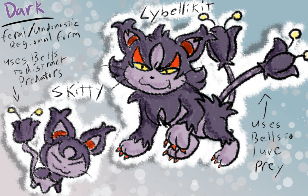 Here we go. Here's a regional form and evolution for Skitty. Lybellikit