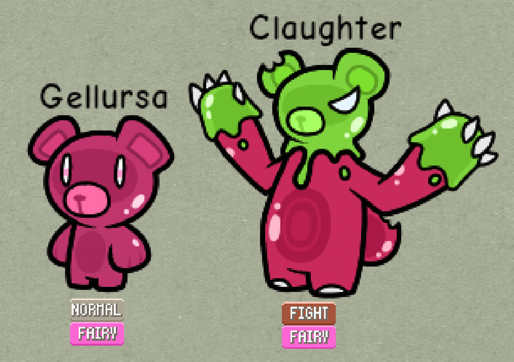 Fakemon Concept: Gellursa & Claughter