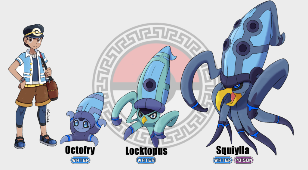 Part 2 re-design my water starter for my Fakémon Greece Region! Along with the male protagonist design.