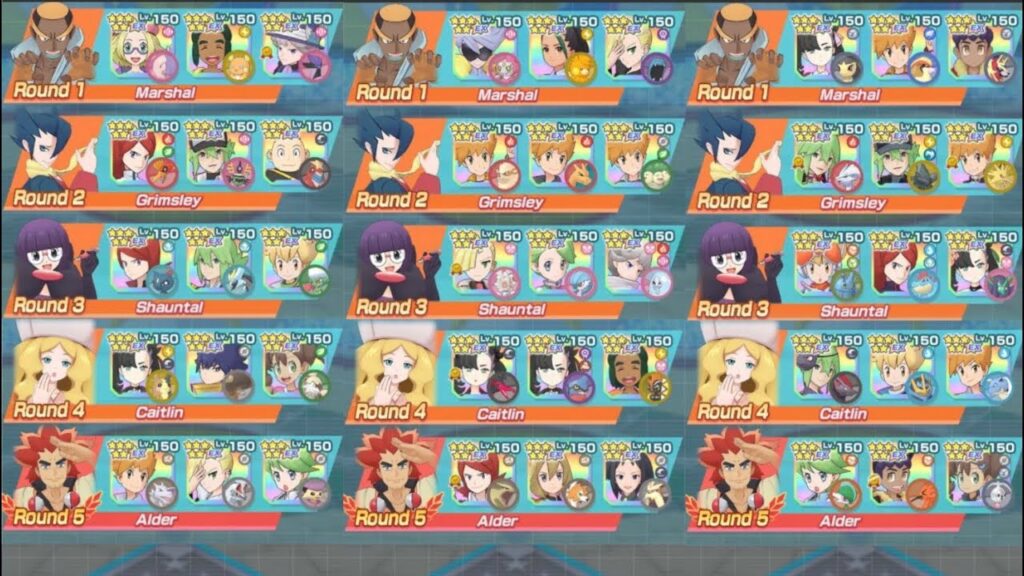 Clearing Unova Champion Stadium thrice using the 45 rival units [Pokemon Masters EX]