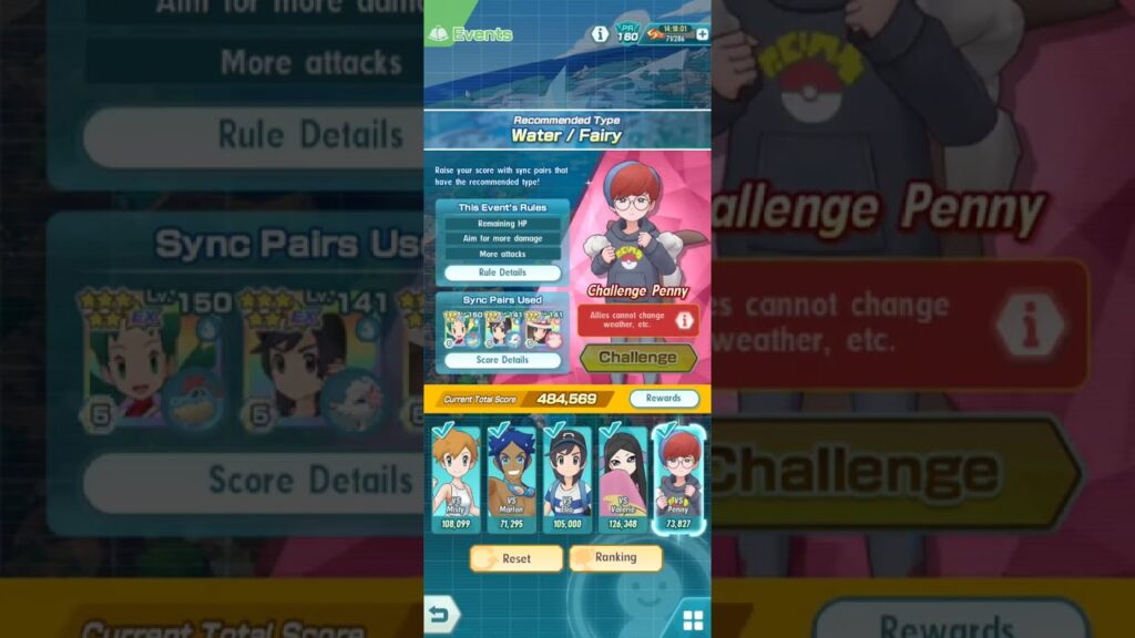 Pokemon Masters - Water and Fairy High Score Event (484,569 pts)