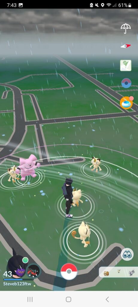 It's raining cats and dogs over here.