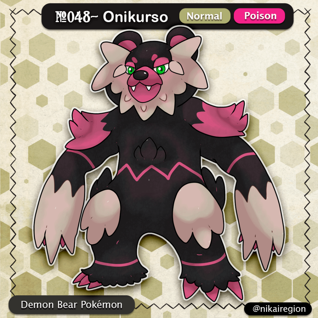 Toxic Rage Pokémon - Demon Bear Fakemon - Onikuma Yokai @nikairegion