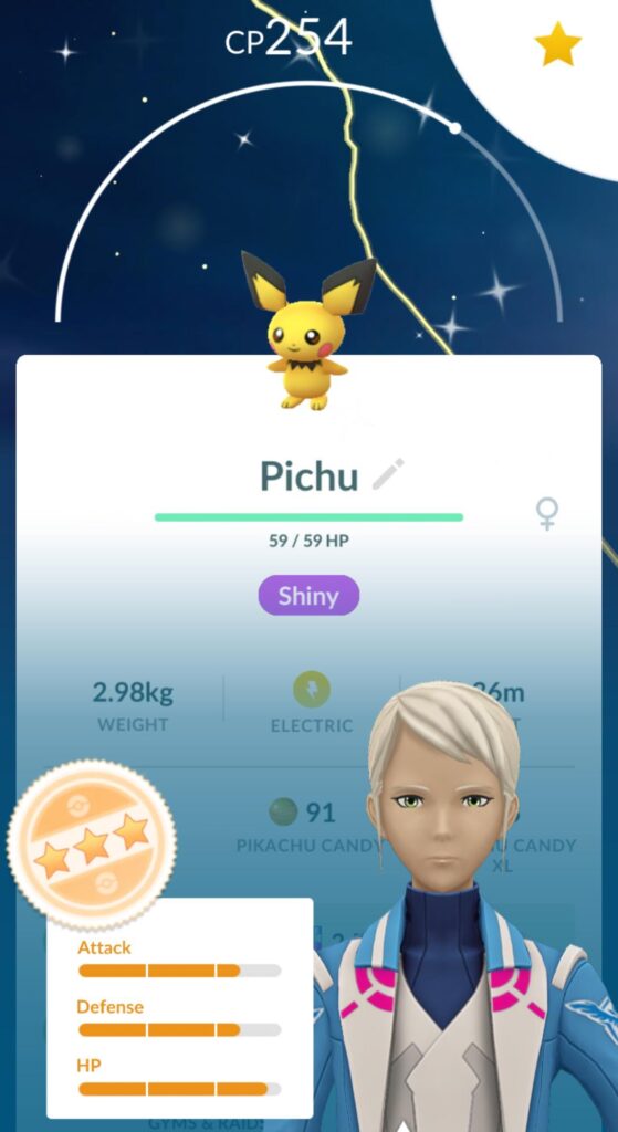 Just hatched a Shiny 3* Pichu. Talk about luck…
